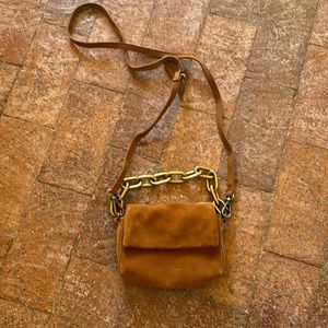 Free People Brown Suede Charlie Chain Convertible Clutch and Cross body bag